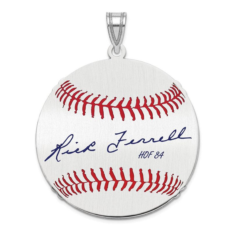 Sterling Silver Rick Ferrell Signature Lg Enamel Baseball Pendant